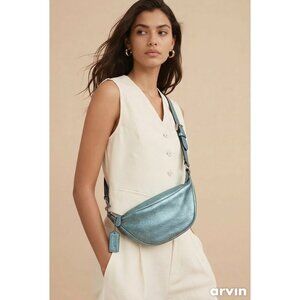 Coach Teal Pebbled Leather Crossbody Bag Soft Slouchy Shoulder Purse Teal